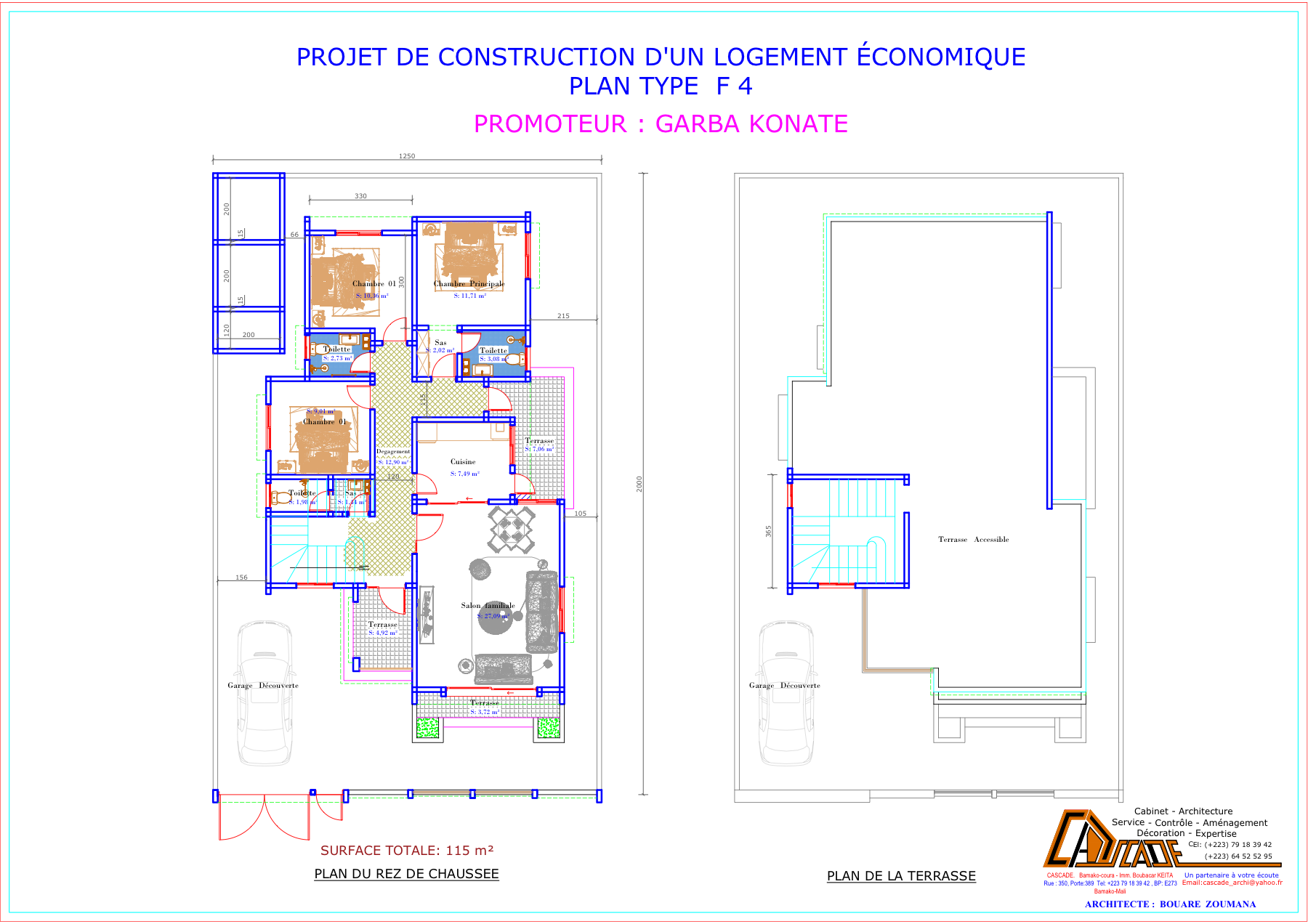 Plan type F4 DS IMMO, surface totale 115 mètres carrés